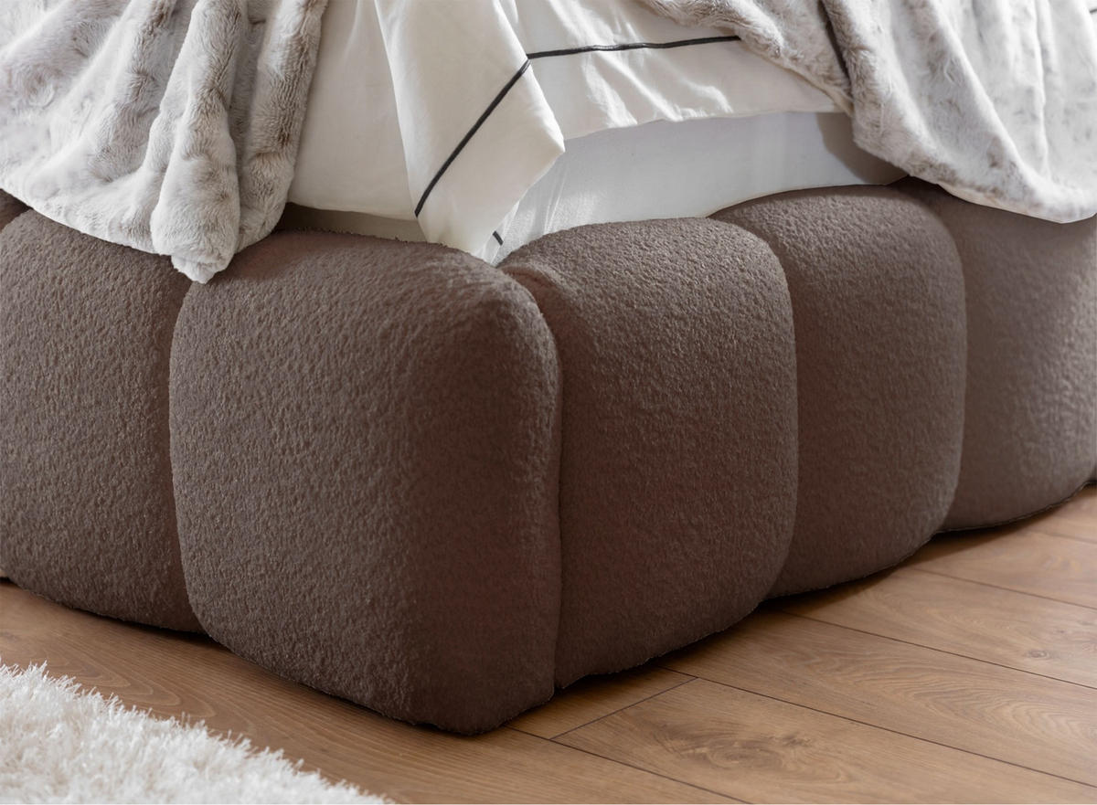 POLSTERBETT Cande Hellbraun 160x200 cm - Hellbraun/Schwarz, Holz/Textil (160/200cm) - Selsey