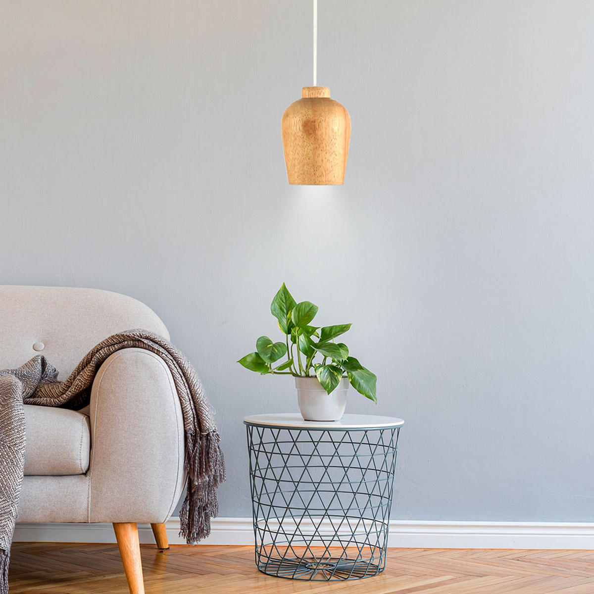 HÄNGELEUCHTE Holz Braun - Braun, Holz (7.3/10.2/100cm)