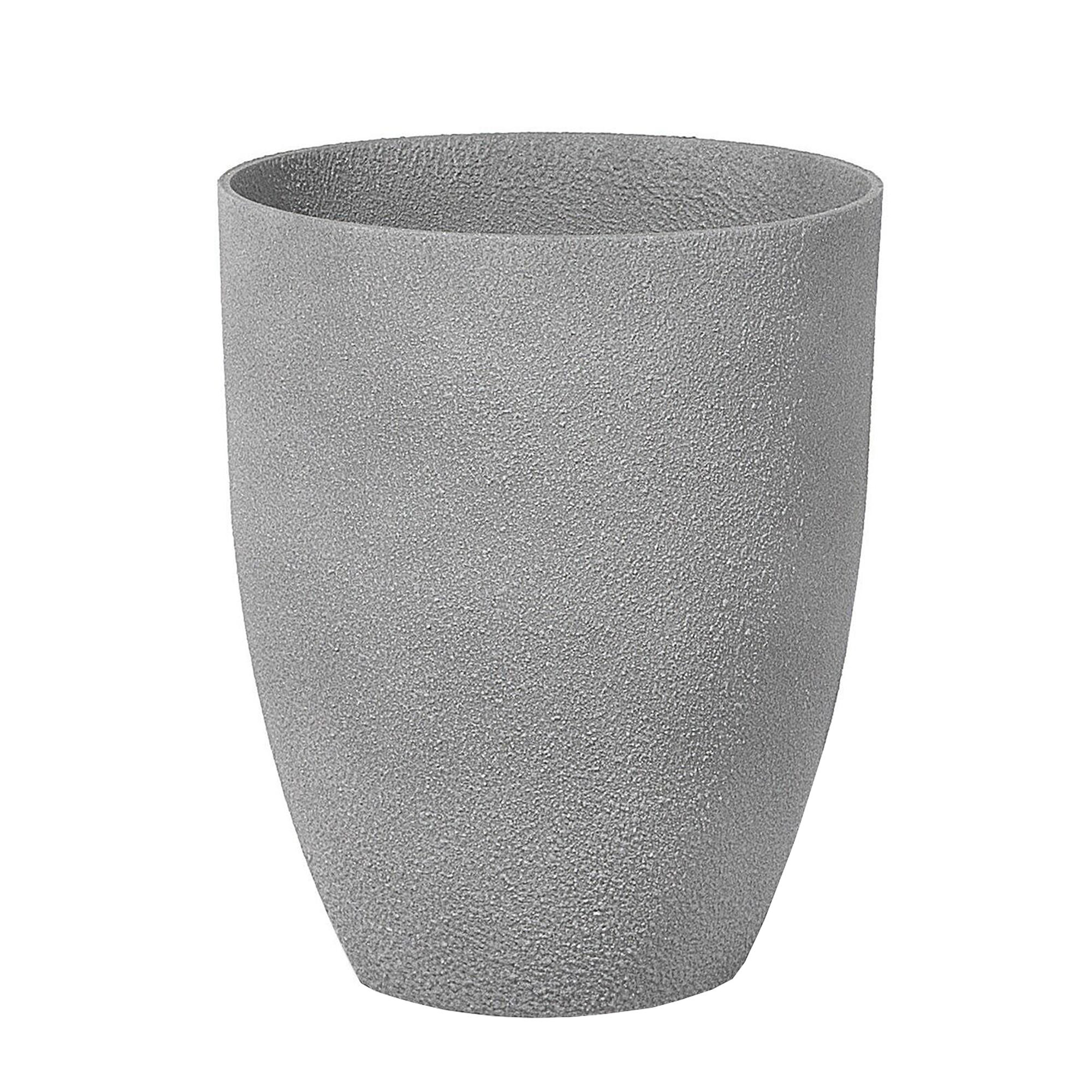 BLUMENTOPF 2er-Set hellgrau rund 35/35/42 cm Croton - Hellgrau, Stein (42cm) - Beliani