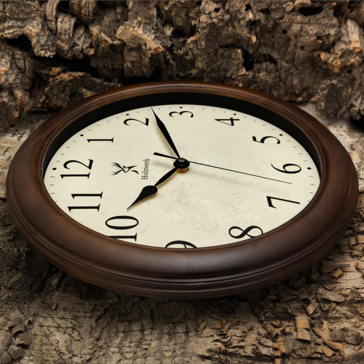 WANDUHR Holz Retro Vintage RADEBURG Loft Quarz Wand Uhr - Dunkelbraun, Glas/Holz (35/35/5.5cm) - Holzwerk