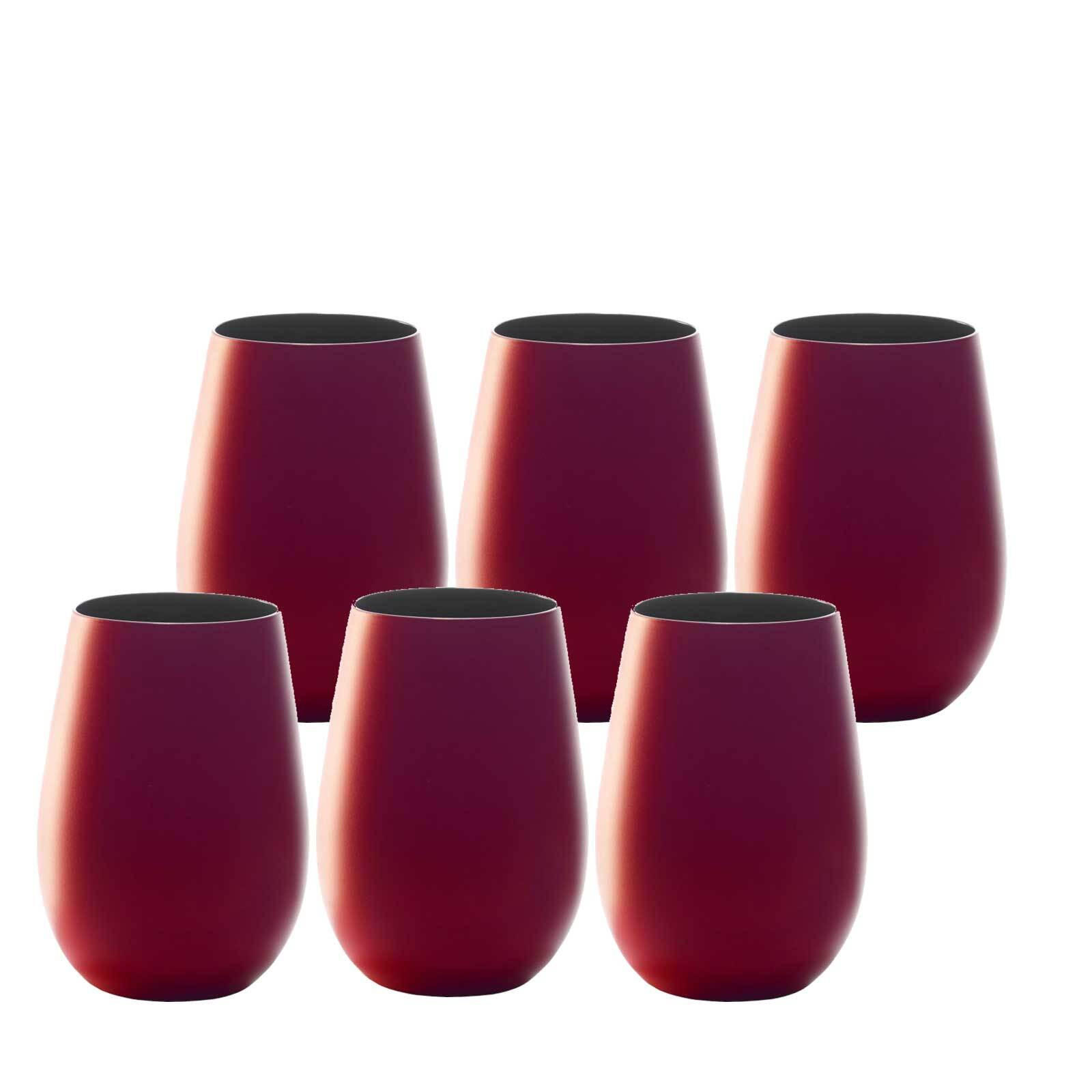BECHER Elements Rot-Schwarz 465 ml 6er Set - Dunkelrot, Glas (0.465L) - Stölzle Lausitz