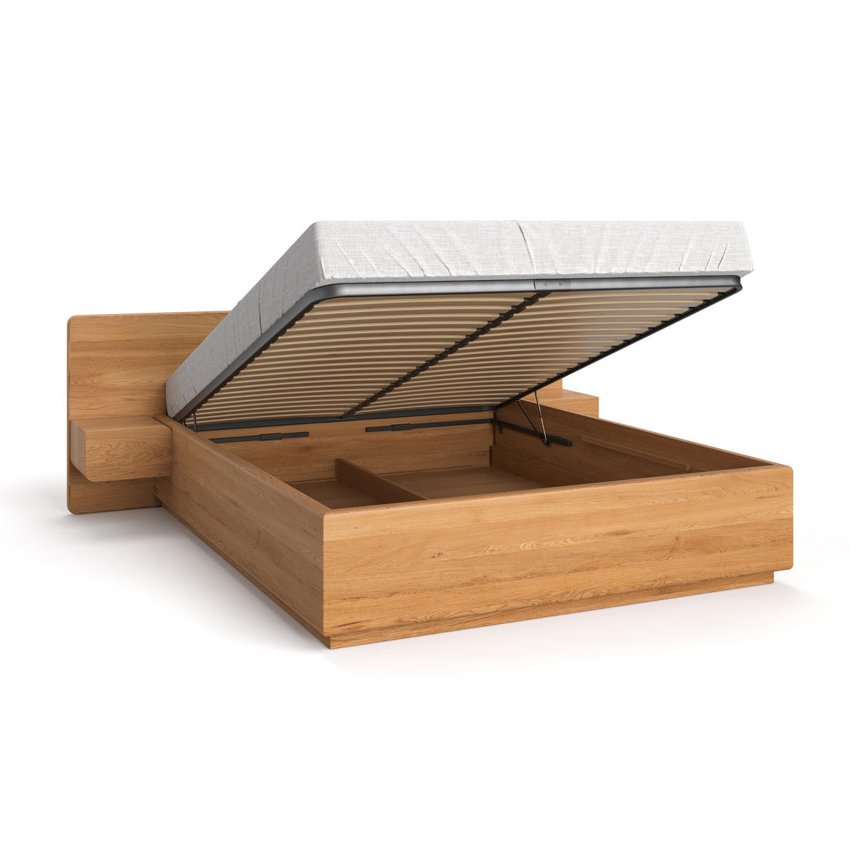 MASSIVHOLZBETT Wide aus Eiche mit Bettkasten 140x200 cm - Eichefarben/Naturfarben, Holz (140/200cm) - Danzz