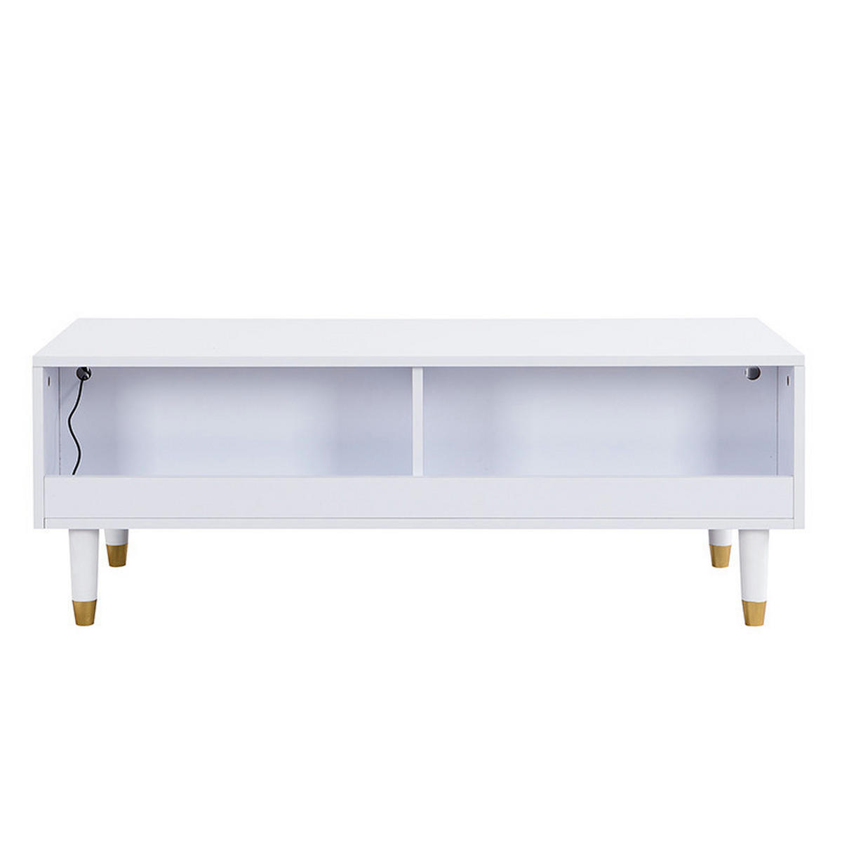 KONFERENČNÍ stolek z MDF, 110/50/40 cm bílý, se 2 zásuvkami a LED osvětlením - bílá, kompozitní dřevo (110/50/40cm) - BEAOK