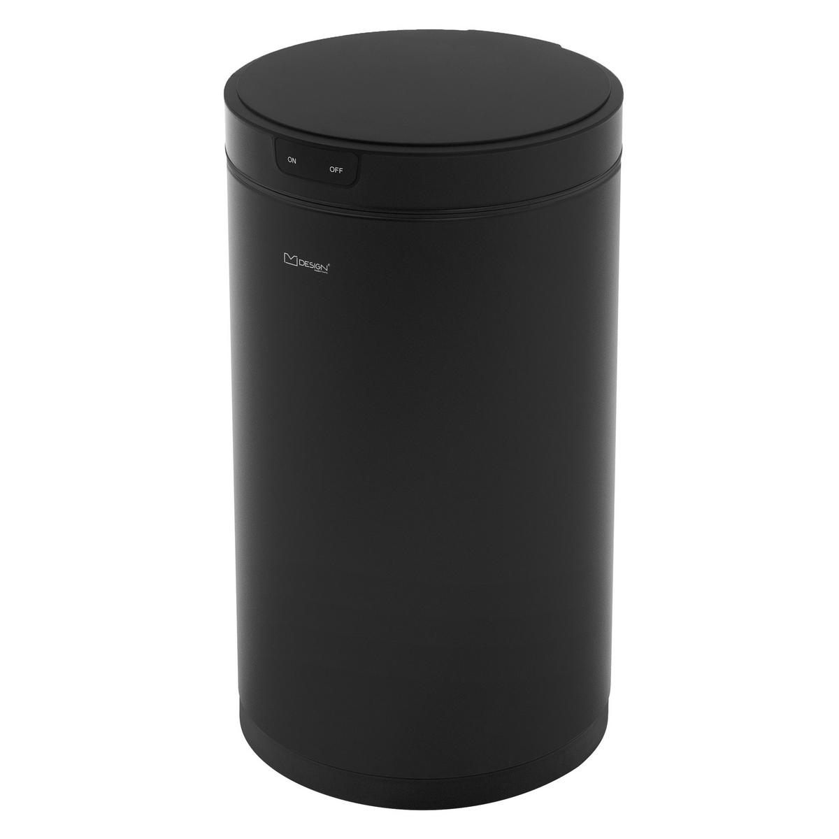 MÜLLEIMER mit Sensor 30L rund aus Stahl Schwarz - Schwarz, Metall (29/52/29cm) - ML-DESIGN
