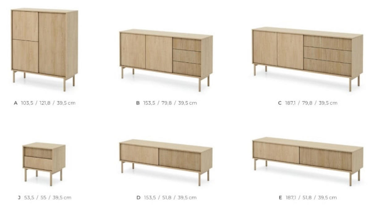 KOMMODE Weiß AVO Ryflowana RTV 2D 153 cm - Gelb, Holz (153.5/51.8/39.5cm) - Sepro Meble