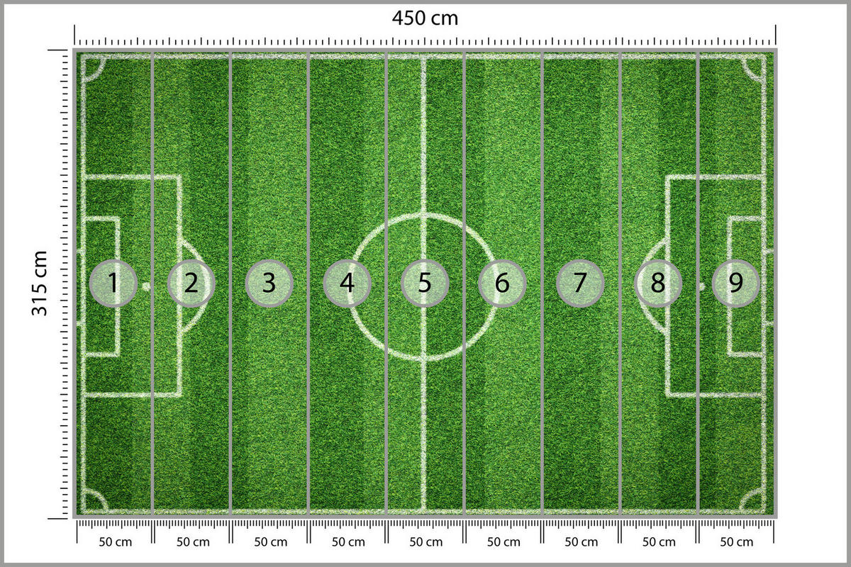 FOTOTAPETA Pre Študentskú Izbu Štadión Vtáčia Perspektíva Trávnik Ihrisko 450 x 315 cm - biela/zelená, papier (450/315cm) - Muralo