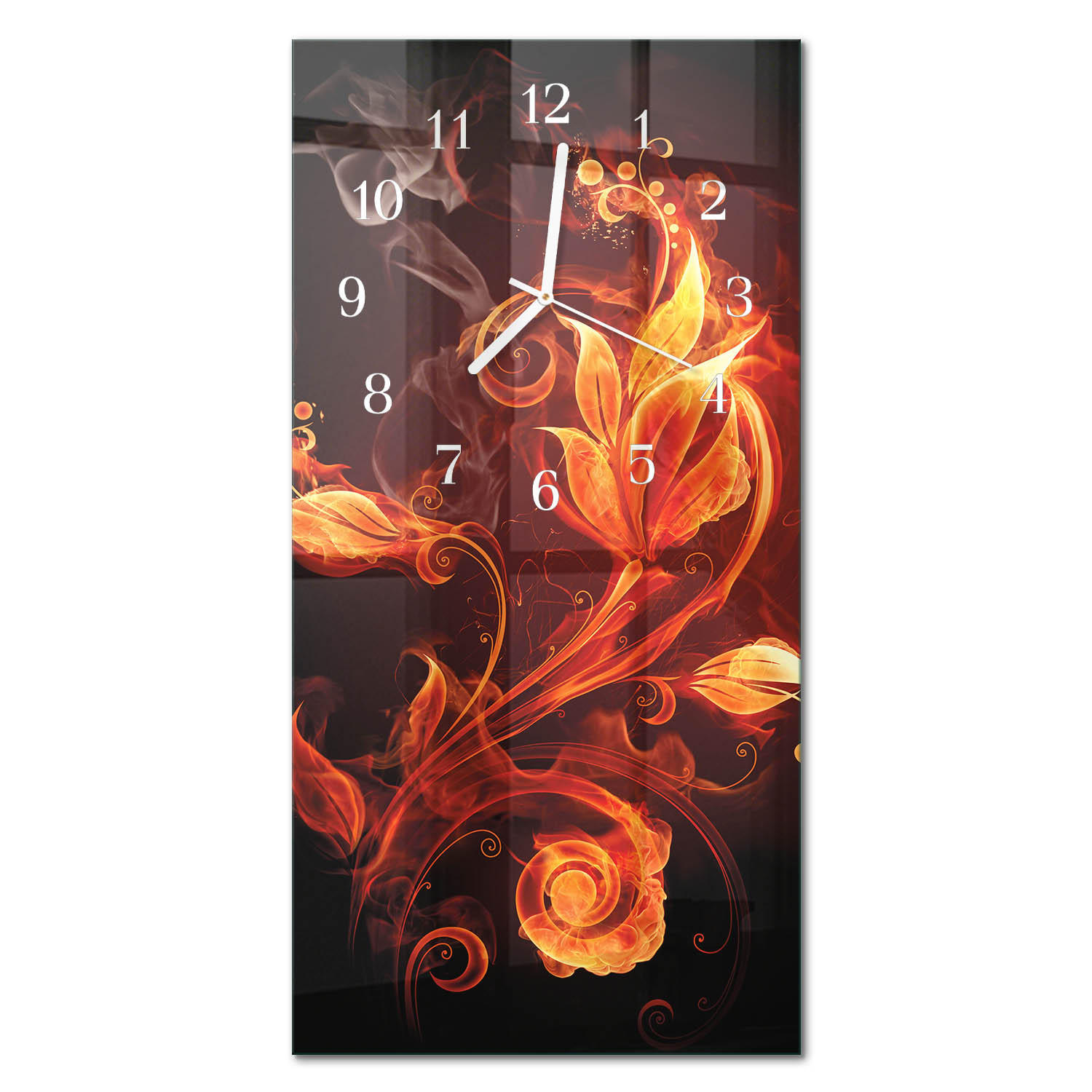 WANDUHR 30x60 cm - Abstraktion - Orange, Glas (30/60/0.4cm) - TULUP