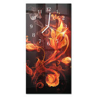 WANDUHR 30x60 cm - Abstraktion - Orange, Glas (30/60/0.4cm) - TULUP