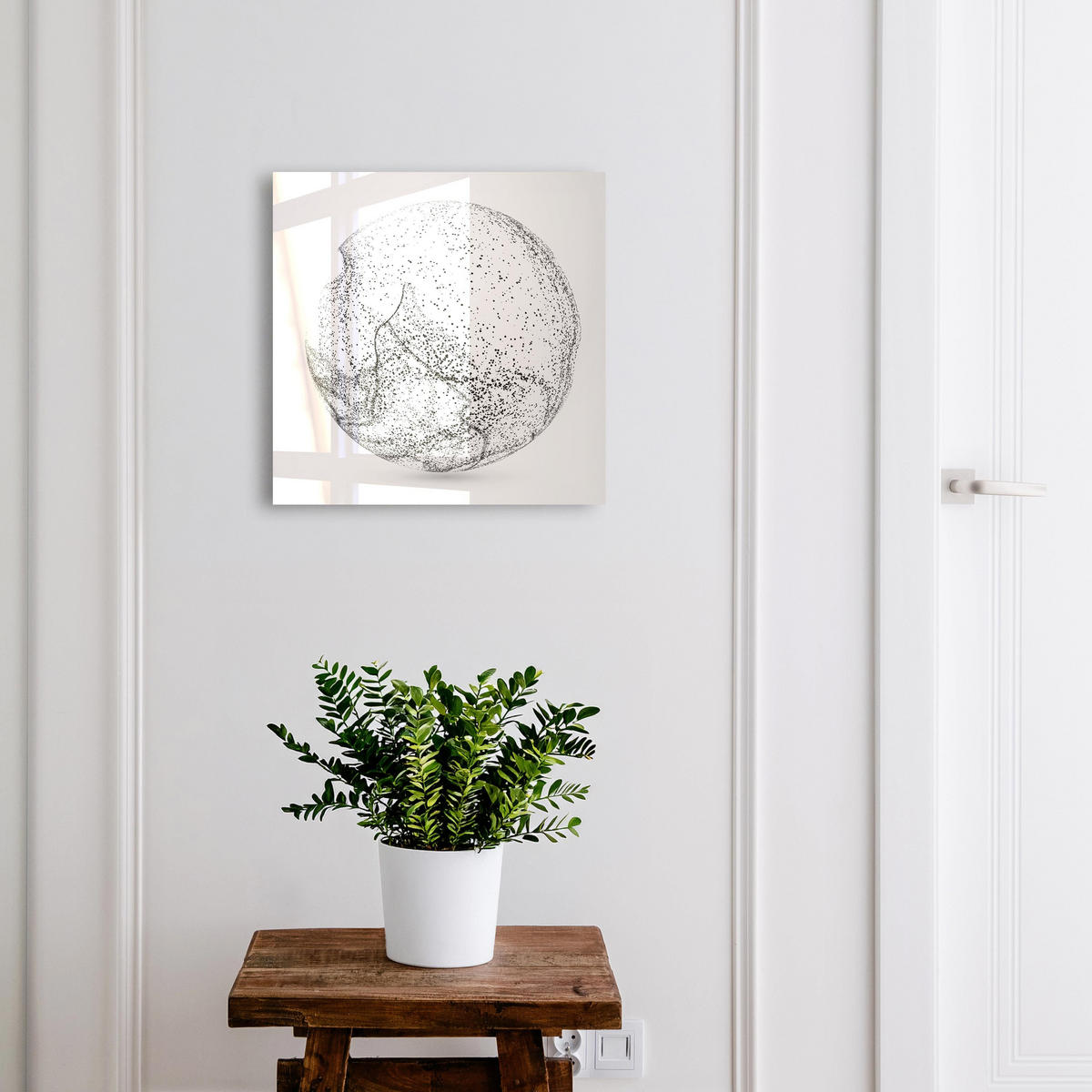 SCHLÜSSELBOX Schwarz 30x30 cm- Türöffnung nach rechts - Abstrakter Raum - Grau, Metall (30/30/5cm) - TULUP