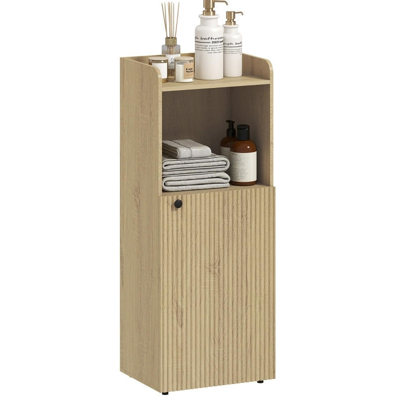 BADEZIMMERSCHRÄNKE 40x31x104 cm Eiche mit geflügelter Tür & verstellbarem Regal - Eichefarben, Holzwerkstoff (40/104/31cm) - Modfu