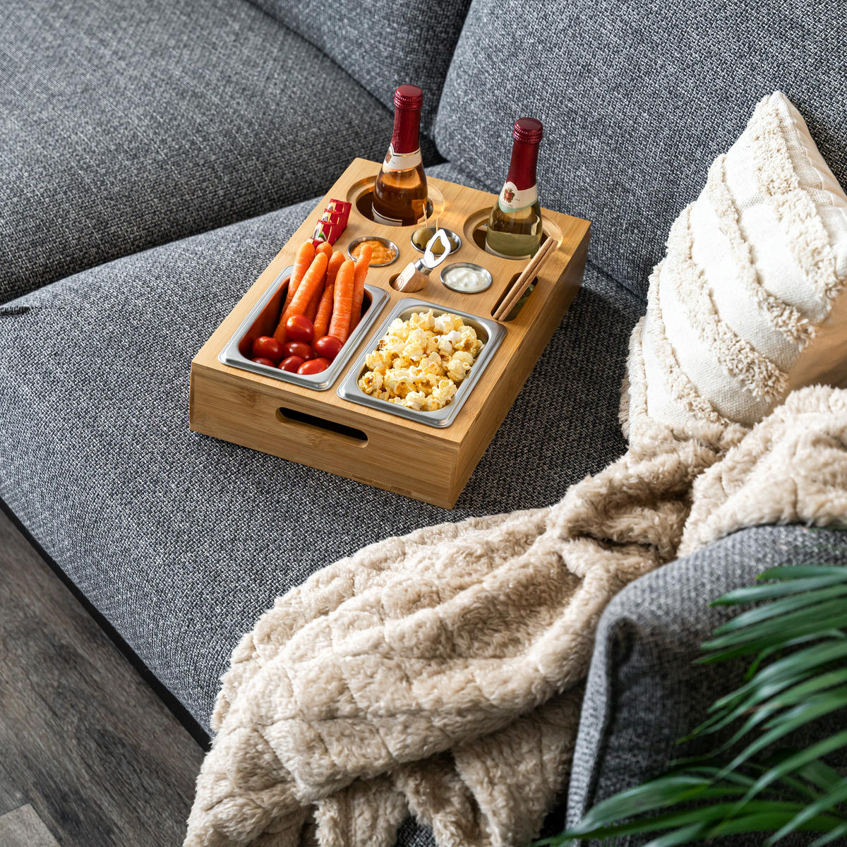 COUCHBAR mit abnehmbarem Deckel, Bambus - Naturfarben, Holz (26/8/40cm) - eluno