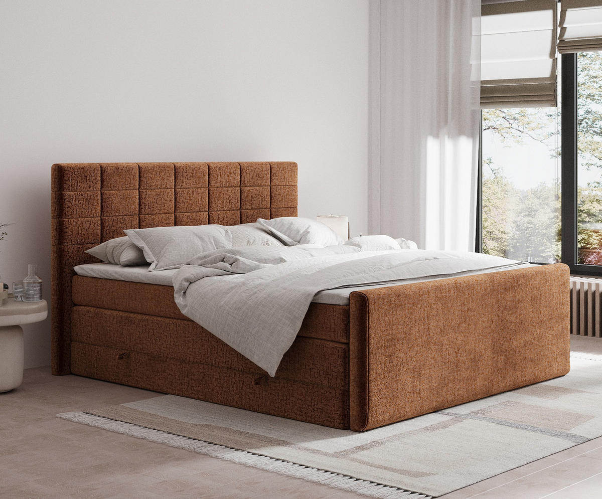 BOXSPRINGBETT Ava Kupferfarbe 160/200 cm - Schwarz/Kupferfarben, Holz/Holzwerkstoff (160/200cm) - Maison de Reve