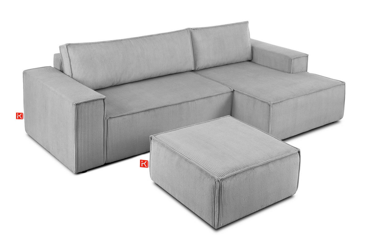 SITZPOUF NAPI gefederte Sitzfläche, hellgrau - Hellgrau/Schwarz, Textil (83/45/83cm) - KONSIMO®