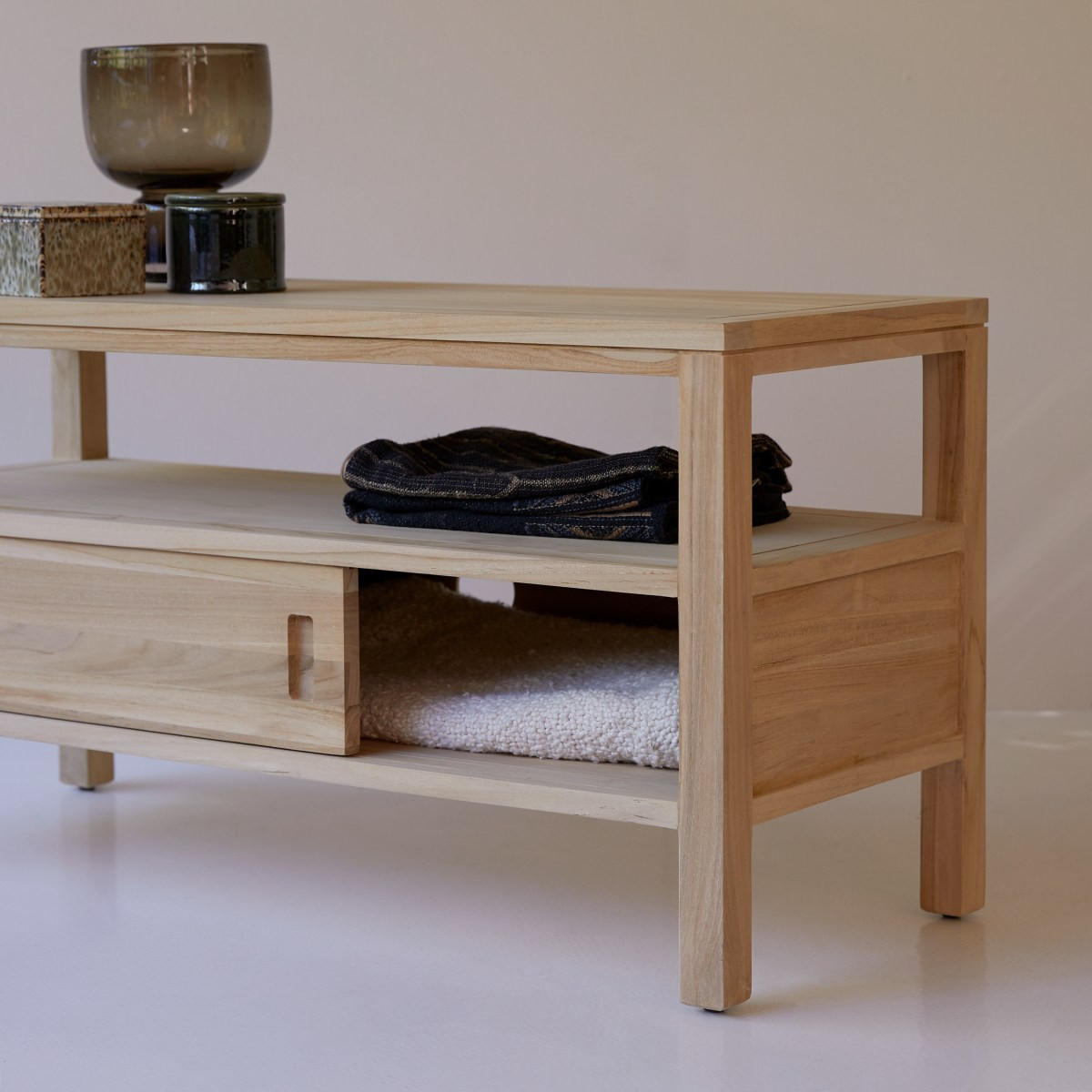 TV-SCHRANK Anton Natur aus Teak - Naturfarben, Holz (100/50/40cm) - Tikamoon