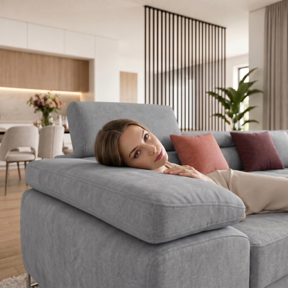 ECKSOFA WILD XXL Rechts mit Schlaffunktion 125x240 Velours Grau - Silberfarben/Grau, Holz/Textil (200/400cm) - Muffo