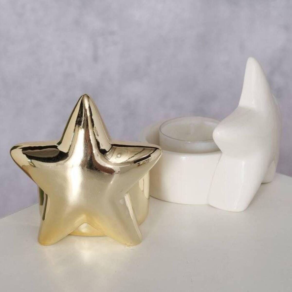 TEELICHTHALTER Porzellan Ulanda - Weiß, Keramik (7.5/8cm) - Boltze Home