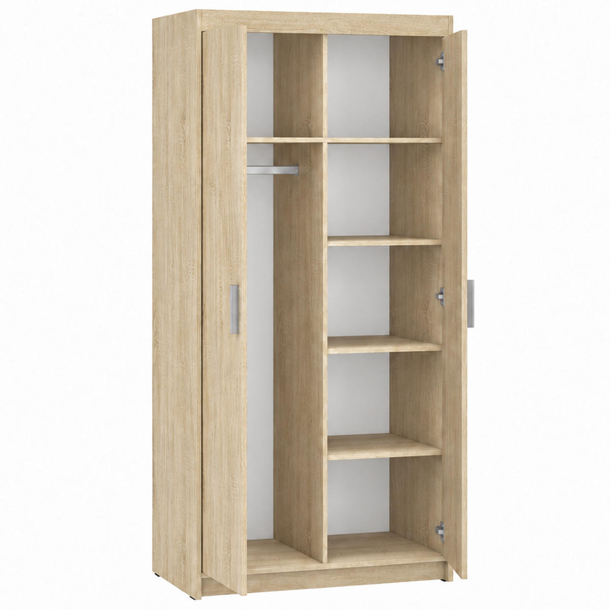 DREHTÜRENSCHRANK Elena mit 2 Türen, ohne Spiegel, Sonoma Eiche - Sonoma Eiche, Holzwerkstoff (90/190/53cm) - Beautysofa