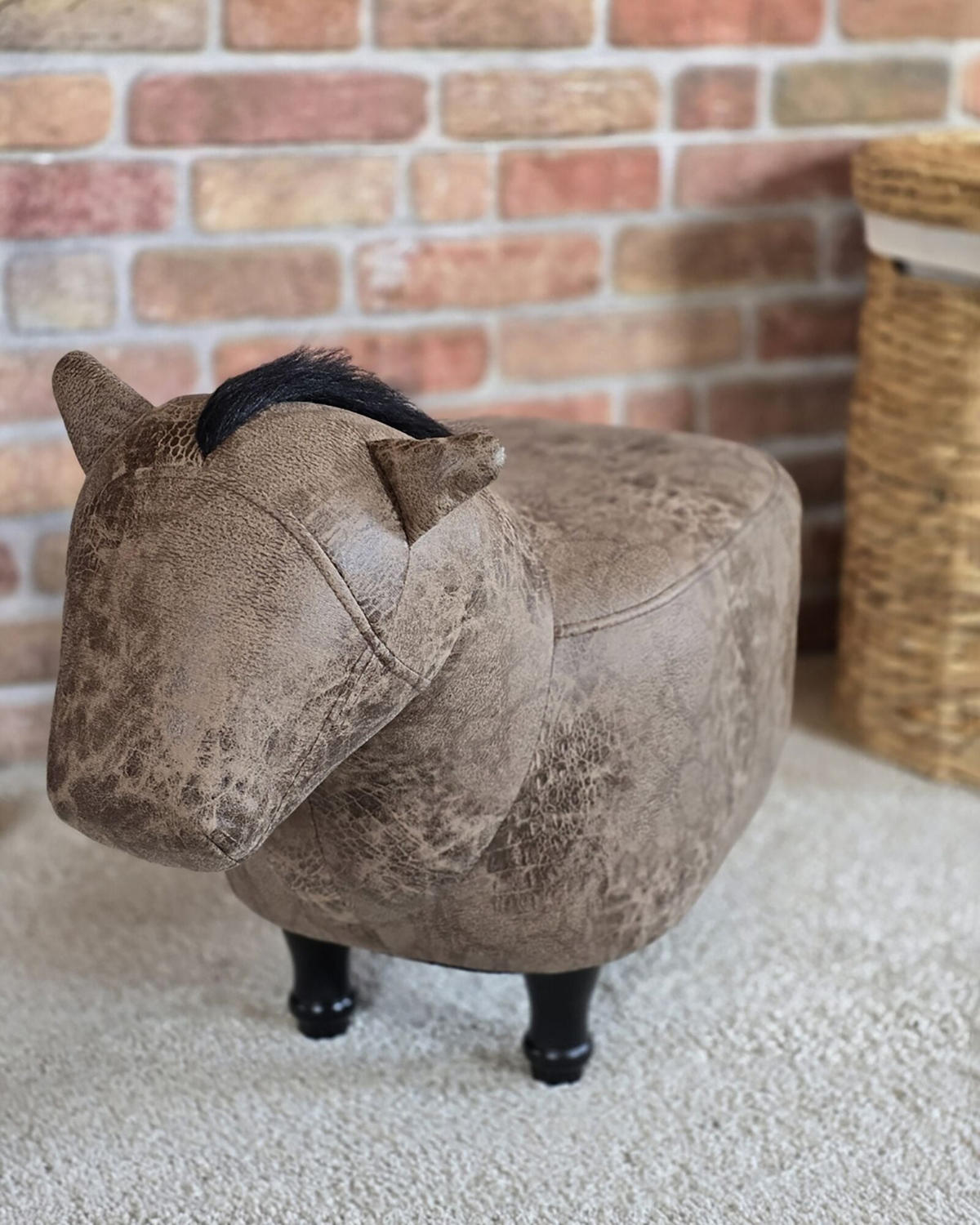 TIERHOCKER Horse 64/33/50 cm - Braun, Kunststoff/Textil (33/50/64cm) - Beliani