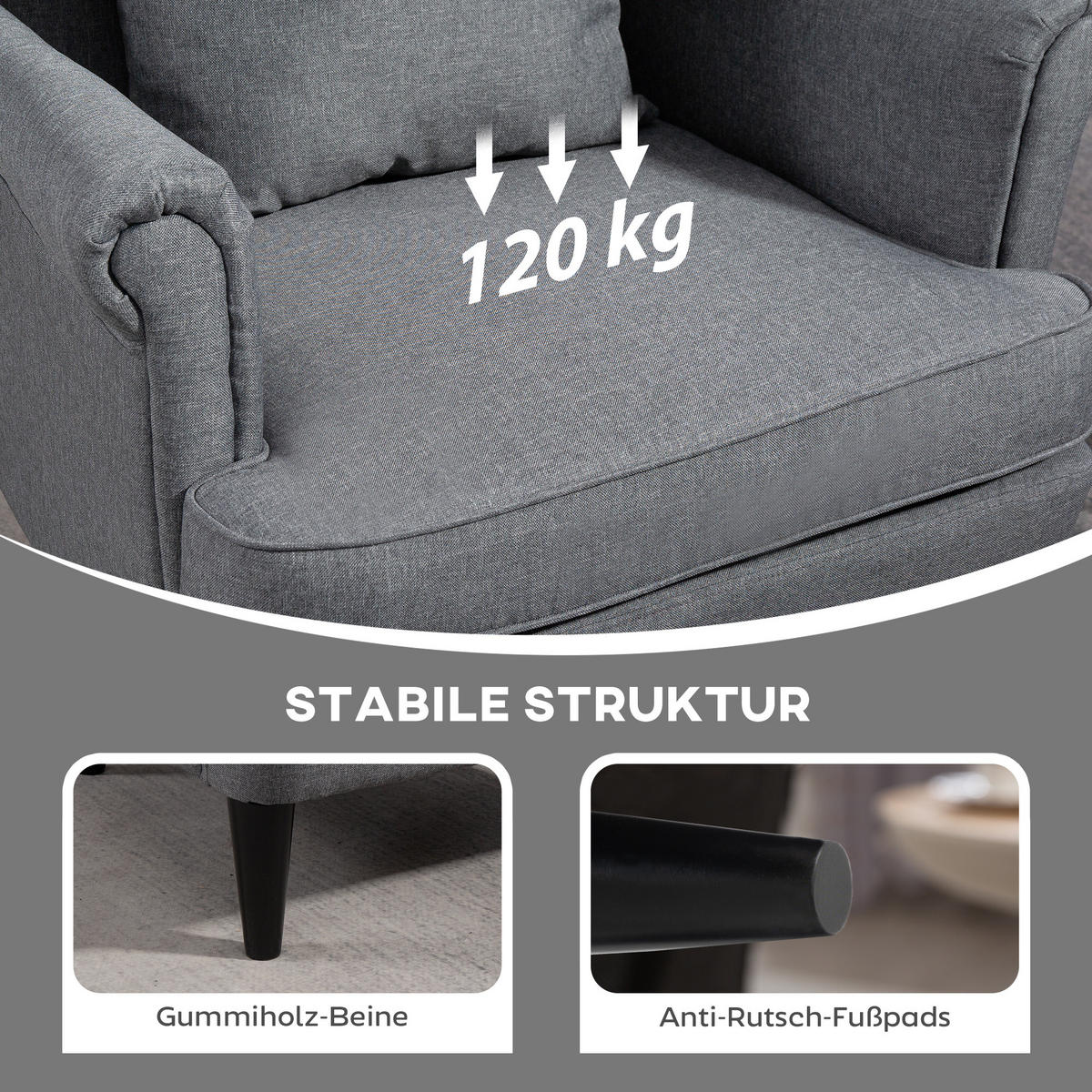 SESSEL Grau 83.0/75.0/104.0cm - Grau, Textil (75/104/83cm)