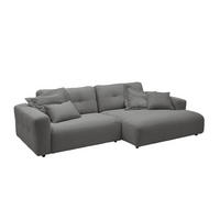 ECKSOFA XL MIKA Grau Cord - Schwarz/Grau, Kunststoff/Textil (296/167cm) - KAWOLA