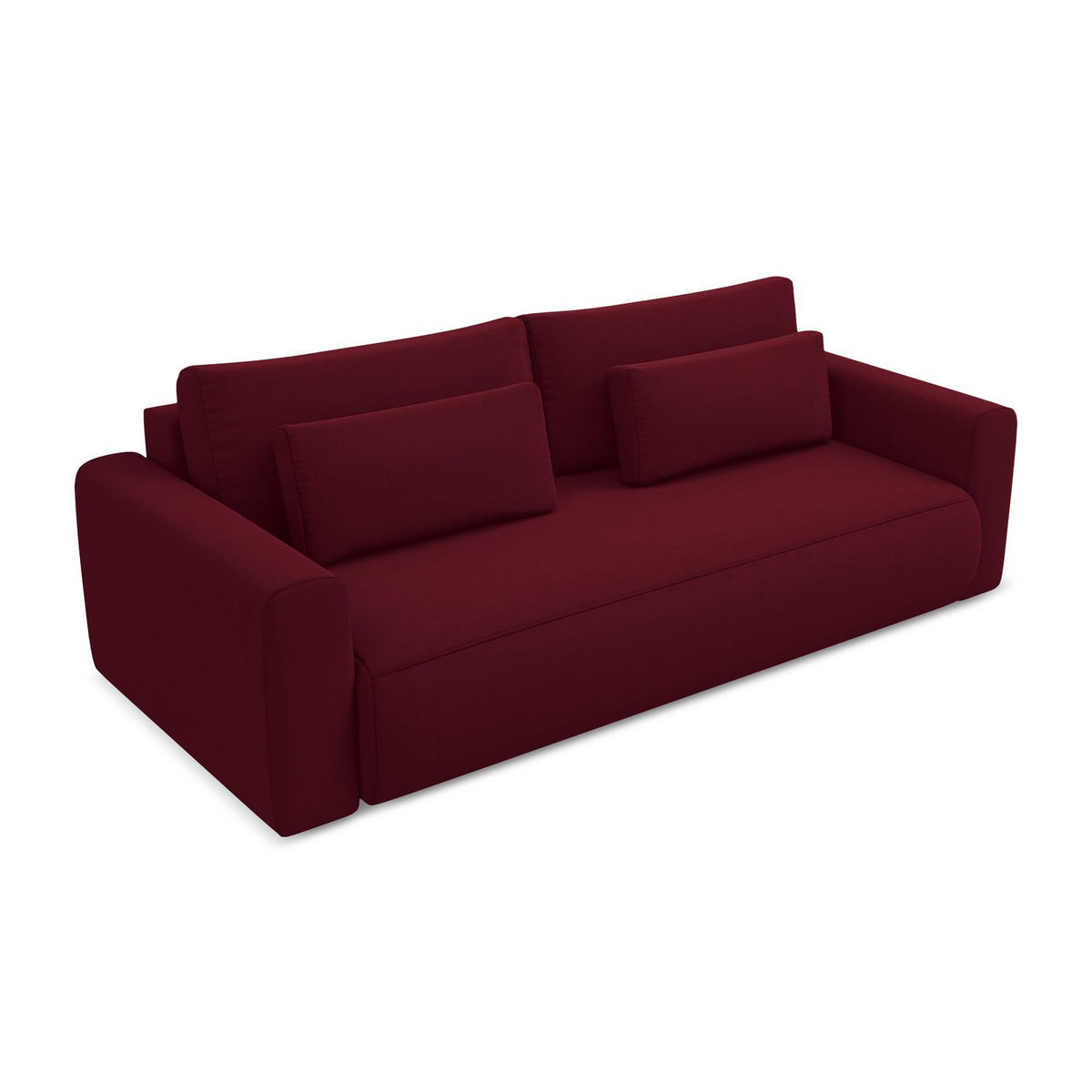 3-SITZER SOFA mit Schlaffunktion Samt Stoff Rot - Bordeaux/Rot, Kunststoff/Textil (238/82/105cm) - LaMiaSofa