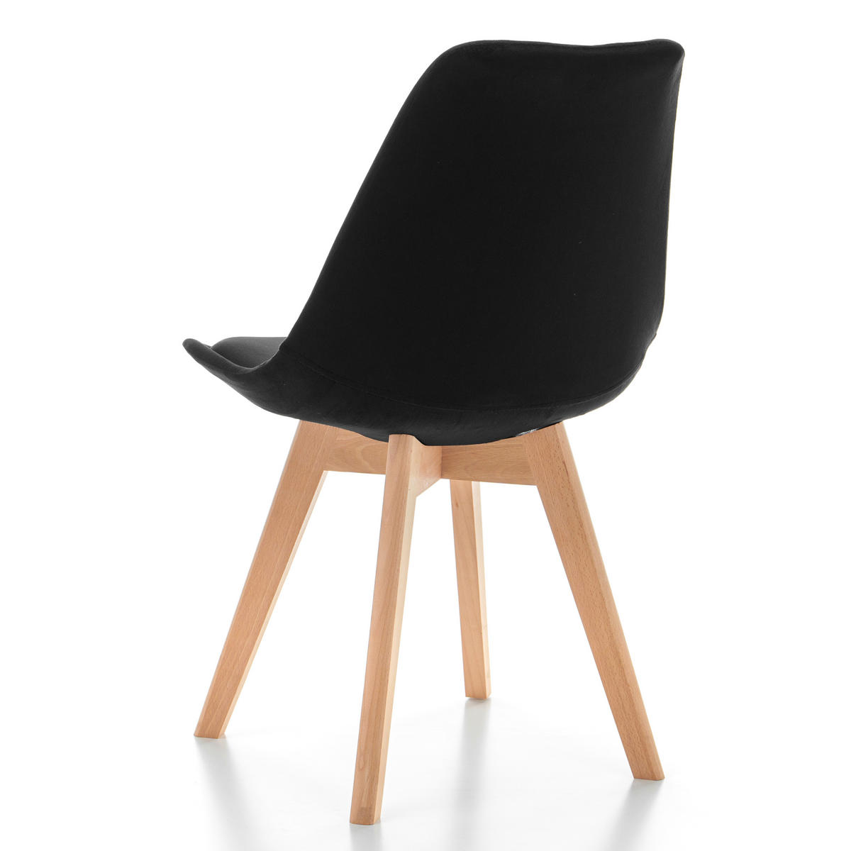 STUHL Dublin modern schwarz, Holzbeinen - Veloursstoff und Polsterschaum - Schwarz/Naturfarben, Holz/Textil (50/83/54cm) - NEW HOME