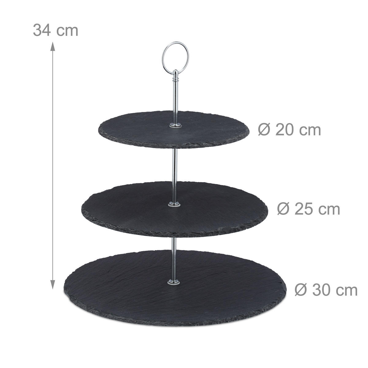 ETAGERE - Anthrazit, Stein/Metall (30/34cm) - Relaxdays