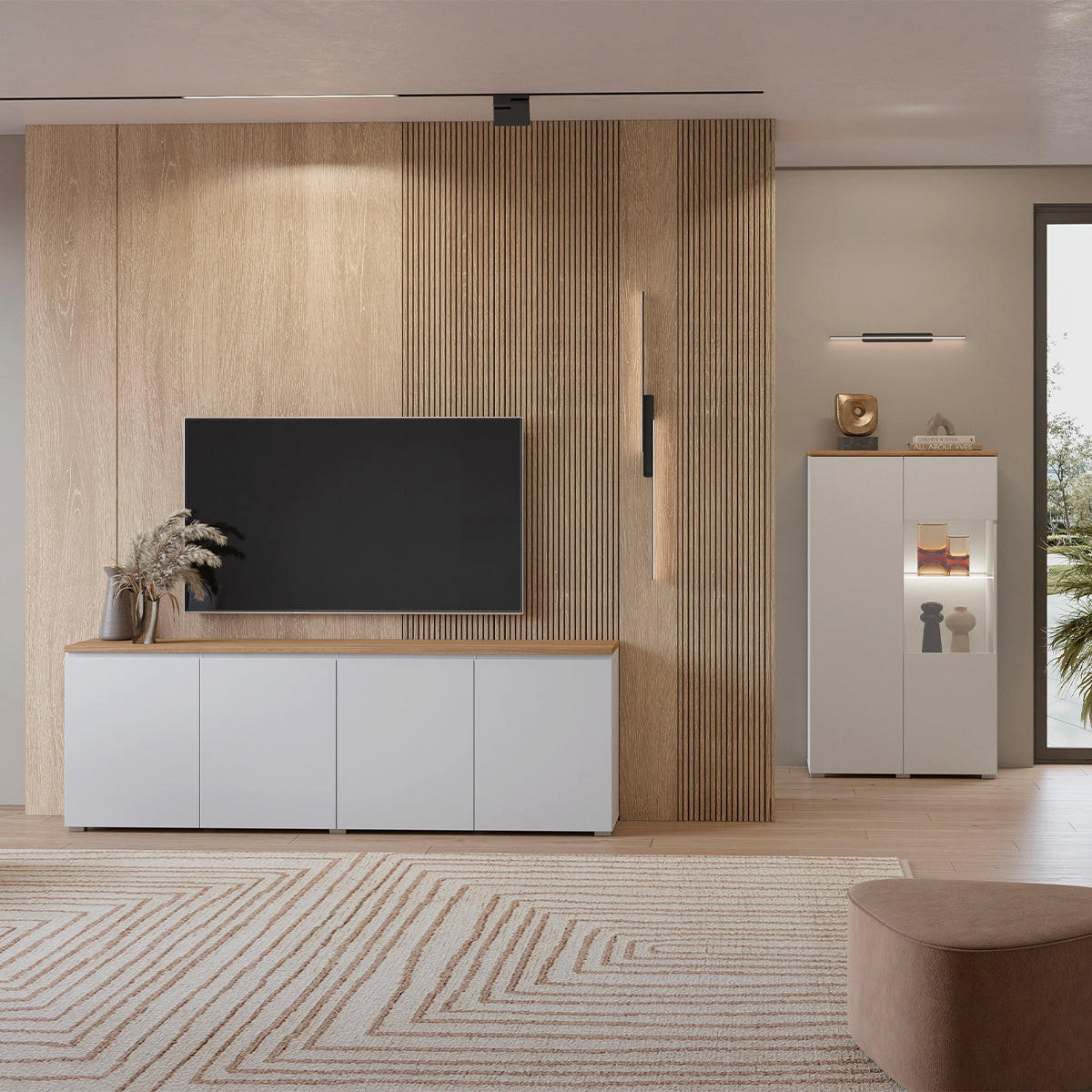 SIDEBOARD Liko Weiß und Holz - Weiß, Holzwerkstoff (200/67.9/34.5cm) - Petits-meubles