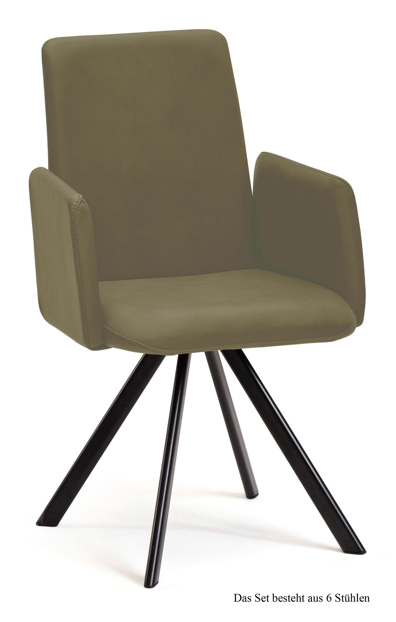 ARMLEHNSTUHL drehbar (6er-Set) Denys 52x92x60 Schwarz/Olivgrün - Schwarz/Olivgrün, Kunststoff (60/92/52cm) - 58aufmkessel