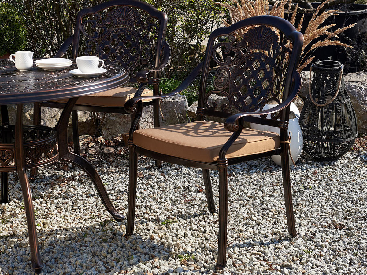 GARTENSTUHL 4er-Set Aluminium dunkelbraun Salento - Dunkelbraun, Metall (69/93/53cm) - Beliani