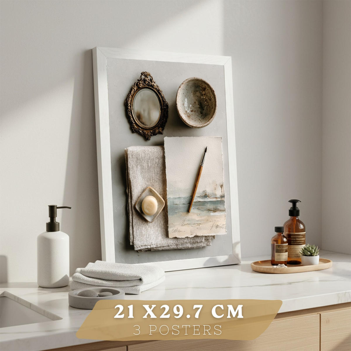 PLAKÁT Sada 3 do koupelny zenová dekorace Bezrámové A4 - čirá, papír (29.7/21/3cm) - Nacnic