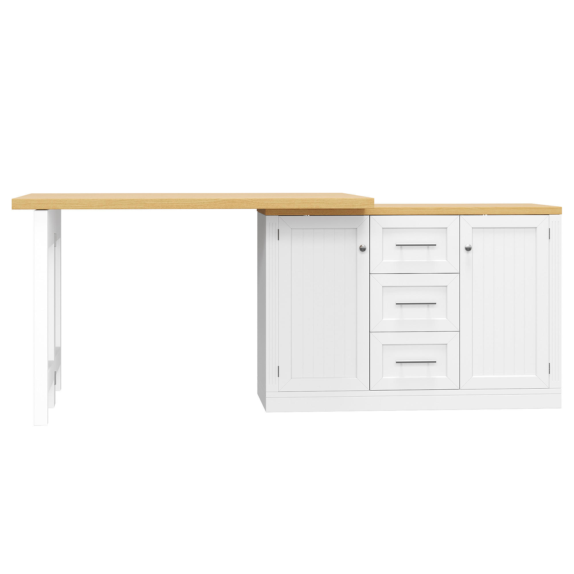 KÜCHENINSEL Ausziehbar 360° Theke Snackregal Schublade Weiß - Weiß, Holzwerkstoff (120/74/40cm) - FLIEKS