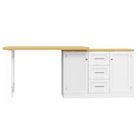 KÜCHENINSEL Ausziehbar 360° Theke Snackregal Schublade Weiß - Weiß, Holzwerkstoff (120/74/40cm) - FLIEKS