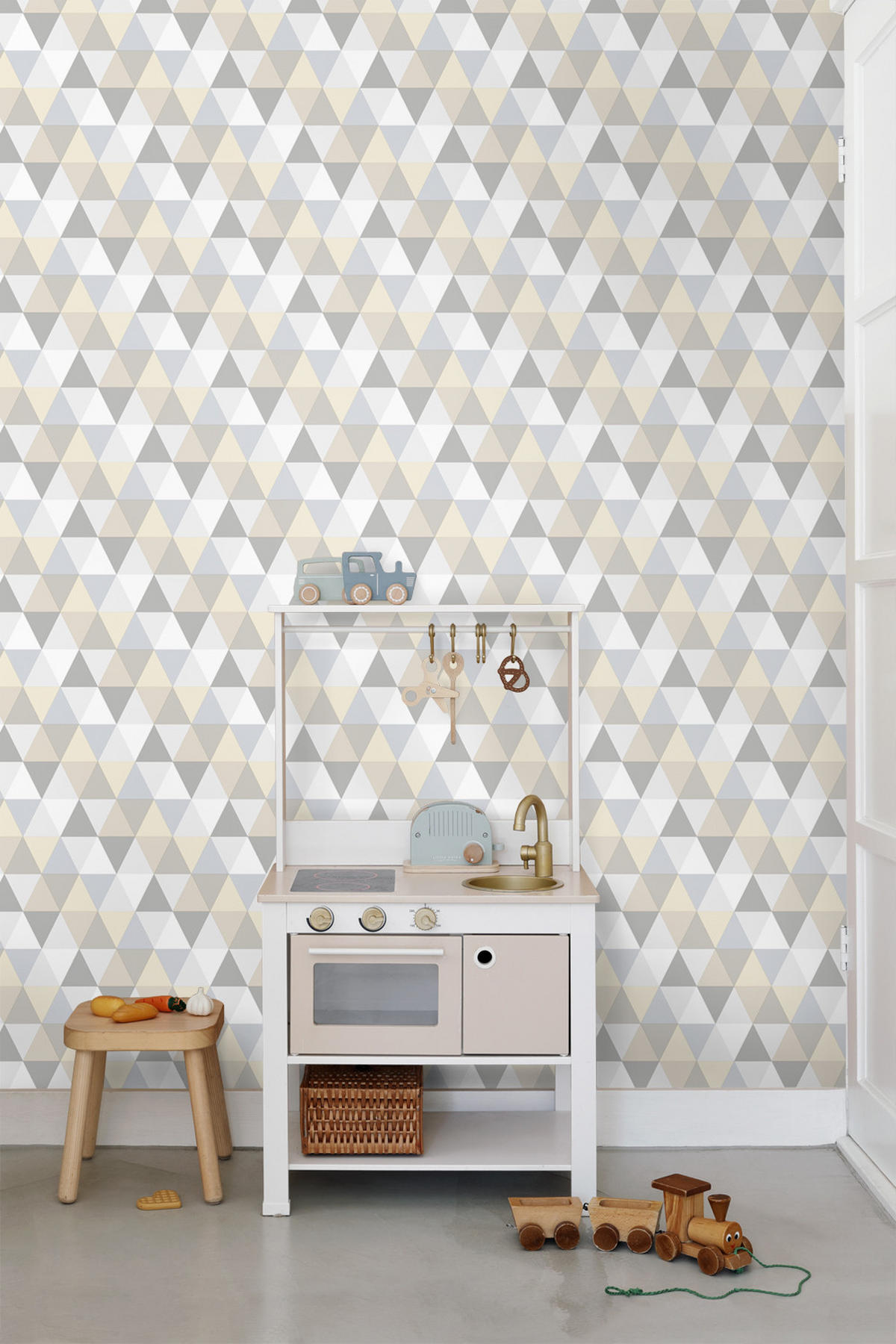 TAPETE Dreiecke 53 cm x 10.05 m - Grau, Papier (53/0.1cm) - ESTAhome