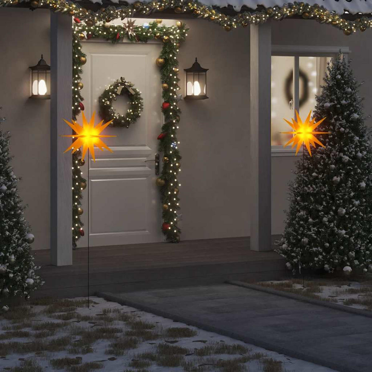 WEIHNACHTSSTERN LED Mit Erdspiess Faltbar Gelb 57 Cm - Gelb, Kunststoff (58/138/58cm) - vidaXL