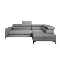 ECKSOFA BAGGIO Letto Stoff, Schlaffunktion, Bettkasten, Sitztiefe, Kopfstützen 280x196cm – Rechts – Grau - Grau, Holz/Textil (280/196cm) - DomoHome