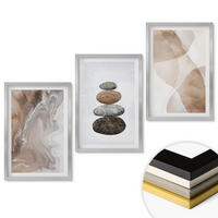 WANDBILDER 3er Set - 40x60 cm Silberner Rahmen - Abstrakte Pastellformen - Silberfarben, Kunststoff (40/60cm) - ArtPrintCave