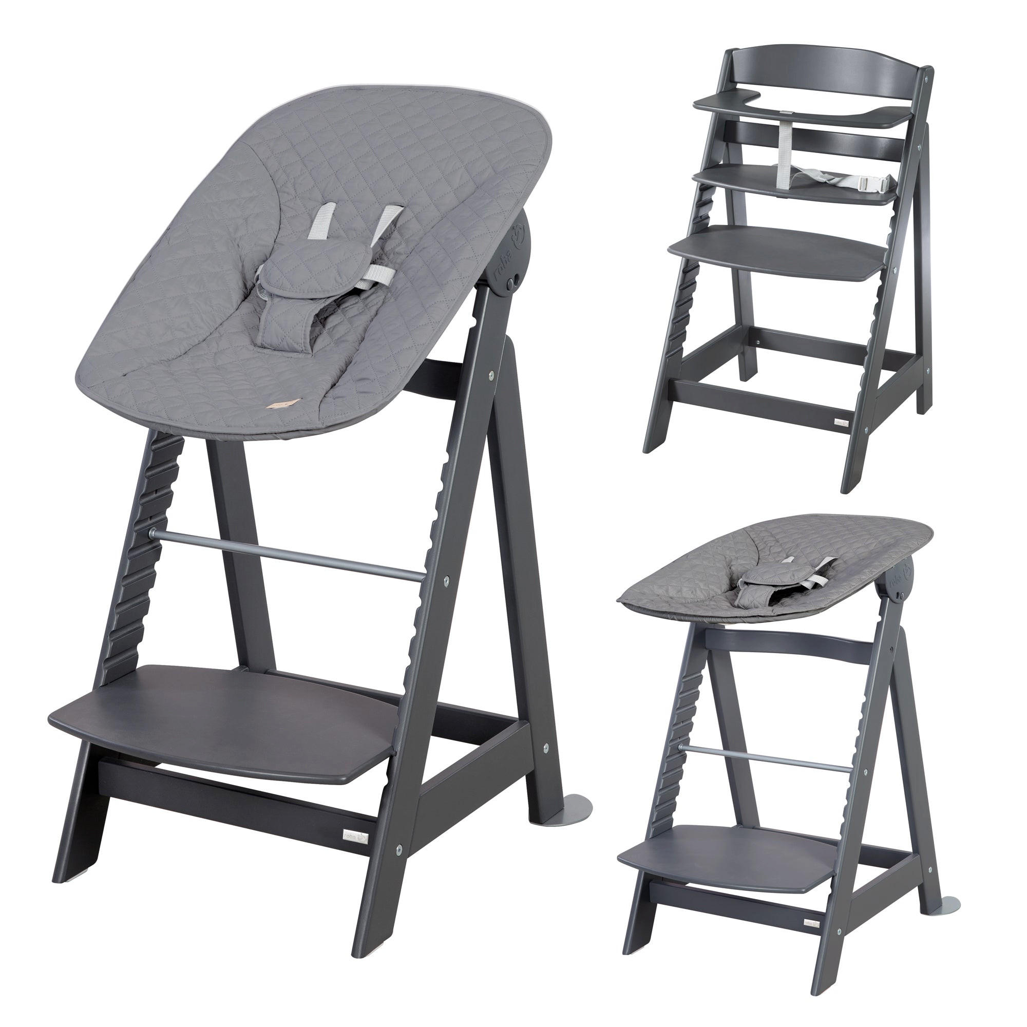 HOCHSTUHL-SET 2in1 Born Up Anthrazit - Anthrazit, Holzwerkstoff/Textil (46/94/66.5cm) - Roba