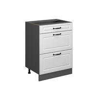 KÜCHENUNTERSCHRANK R-Line Weiß Landhaus 60 cm mit Schubladen, ohne AP - Anthrazit/Weiß, Holzwerkstoff (60/81.6/46cm) - Vicco