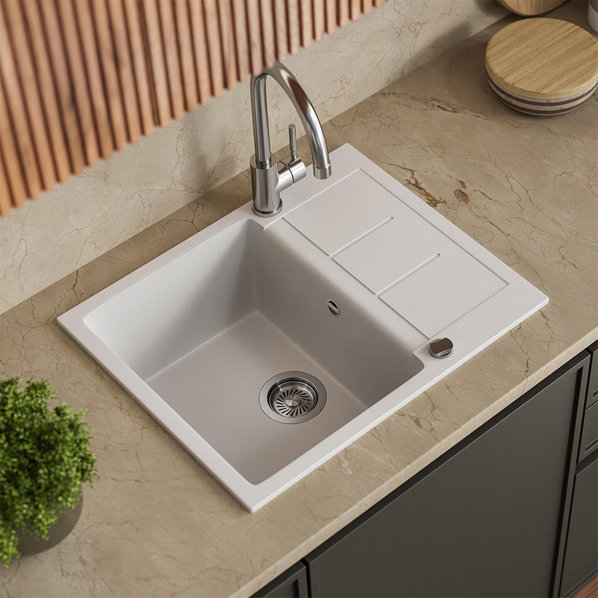 SPÜLBECKEN Rom Weiß 62 x 50 cm - Weiß, Keramik (62/20/50cm) - Bergstroem