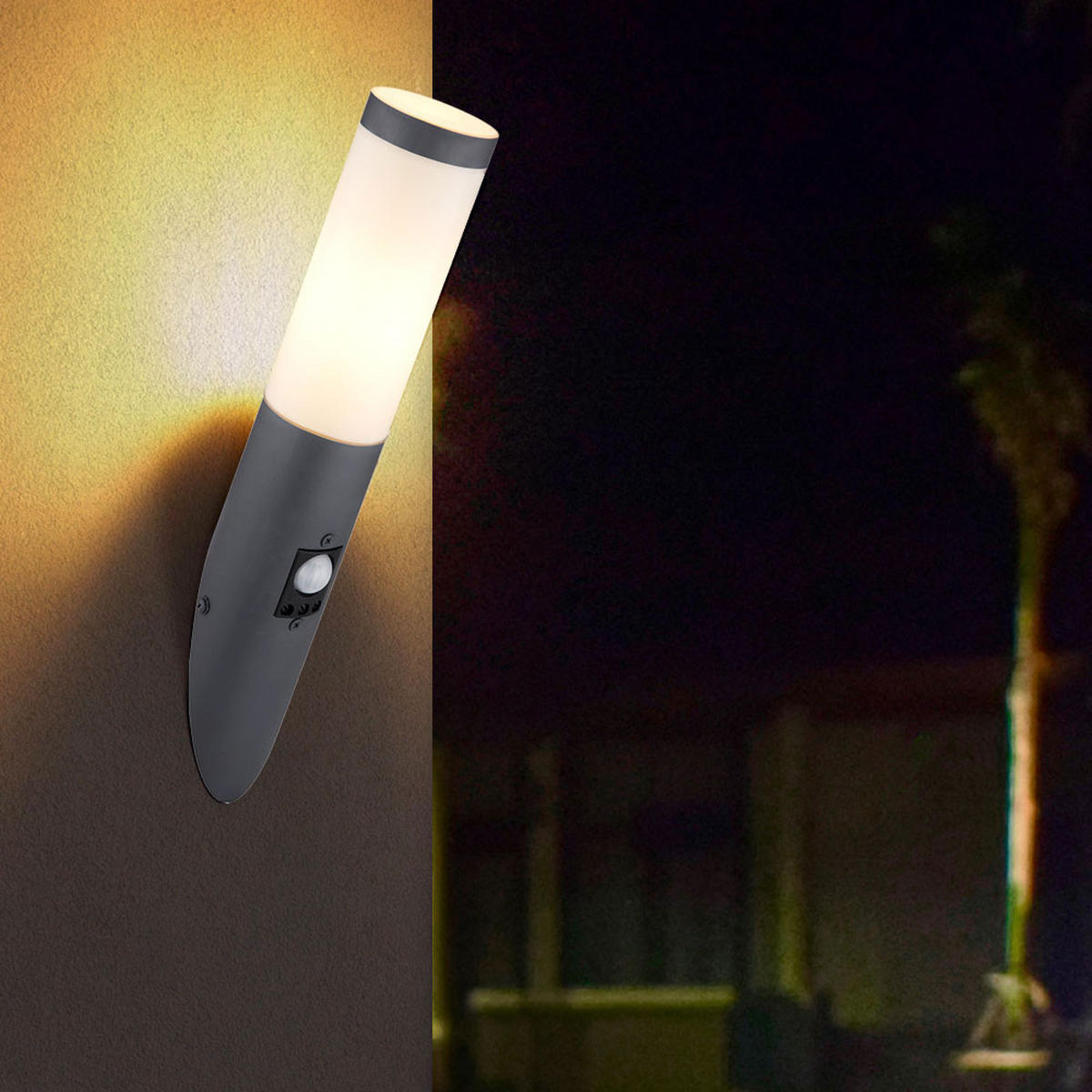 LED AUSSEN-WANDLEUCHTE Edelstahl Silber - Anthrazit, Metall (8/41/17cm) - Globo Lighting