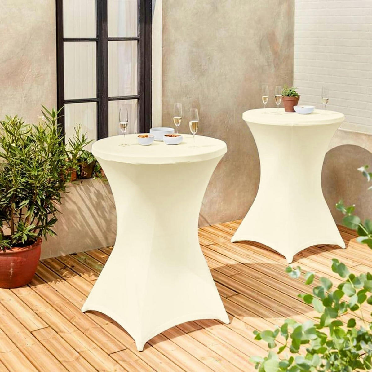 STEHTISCH Husse 3er-Set Beige 80-85 cm - Creme, Textil (80/110cm)