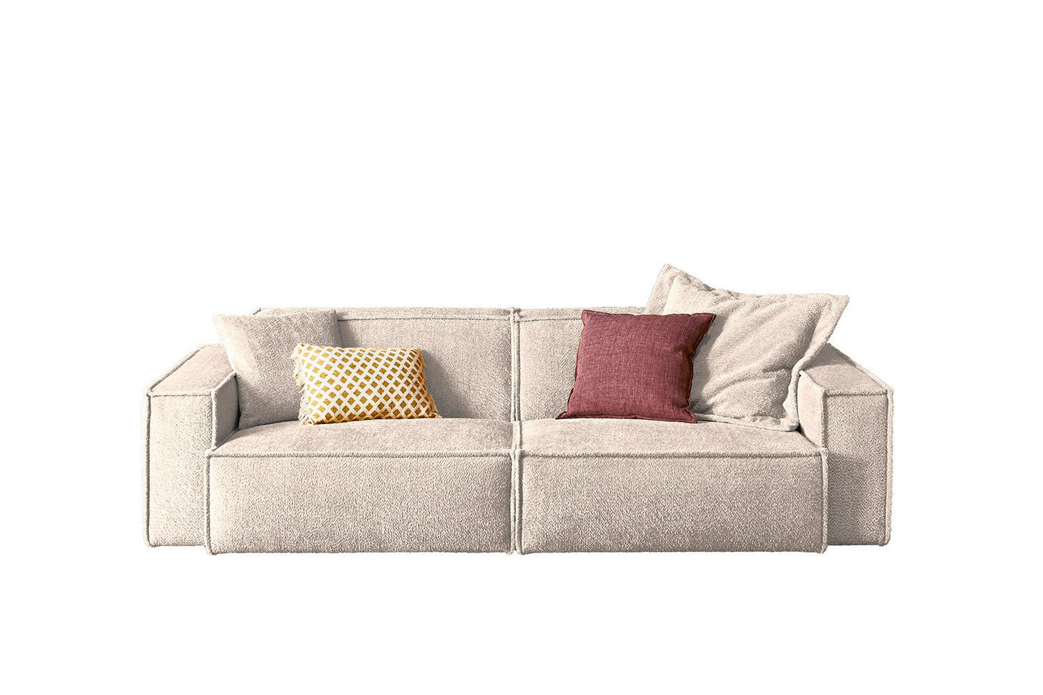 SOFA SAMU Weiß Webstoff - Schwarz/Weiß, Kunststoff/Textil (256/72/106cm) - KAWOLA