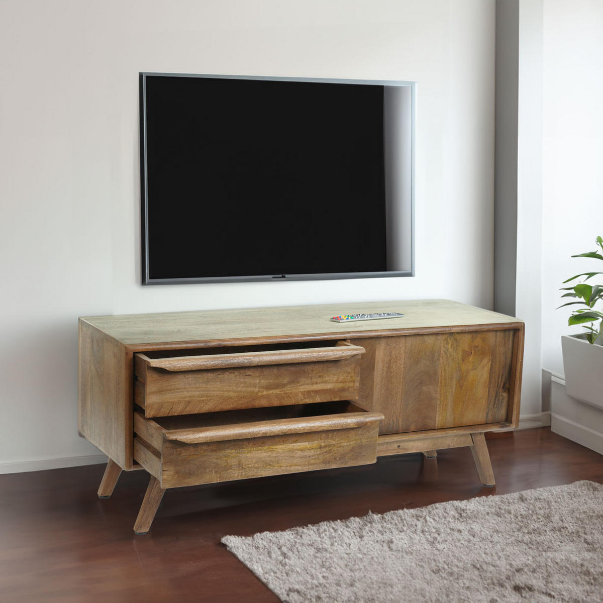 TV-RACK Walnuss Dekor - Walnussfarben, Holz (110/46/35cm) - MCW