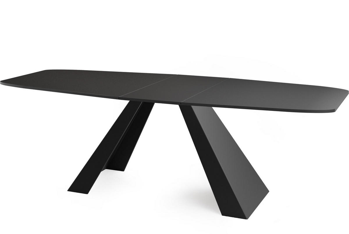 ESSTISCH Monte rechteckig ausziehbar, Schwarz 180-220/90/76 cm - Schwarz, Holzwerkstoff/Metall (180/90/76cm) - WFL GROUP