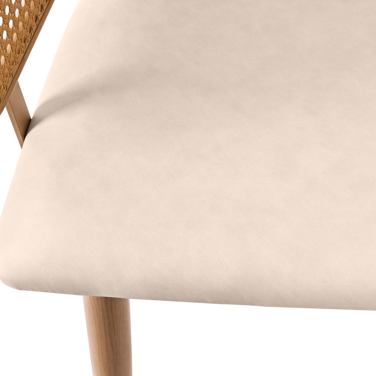 ESSZIMMERSTUHL mit Rattan-Rückenlehne ca. 47 x 51 x 79 cm Beige/Braun 4er-Set - Beige, Holz (51/79/47.1cm) - Meubliv