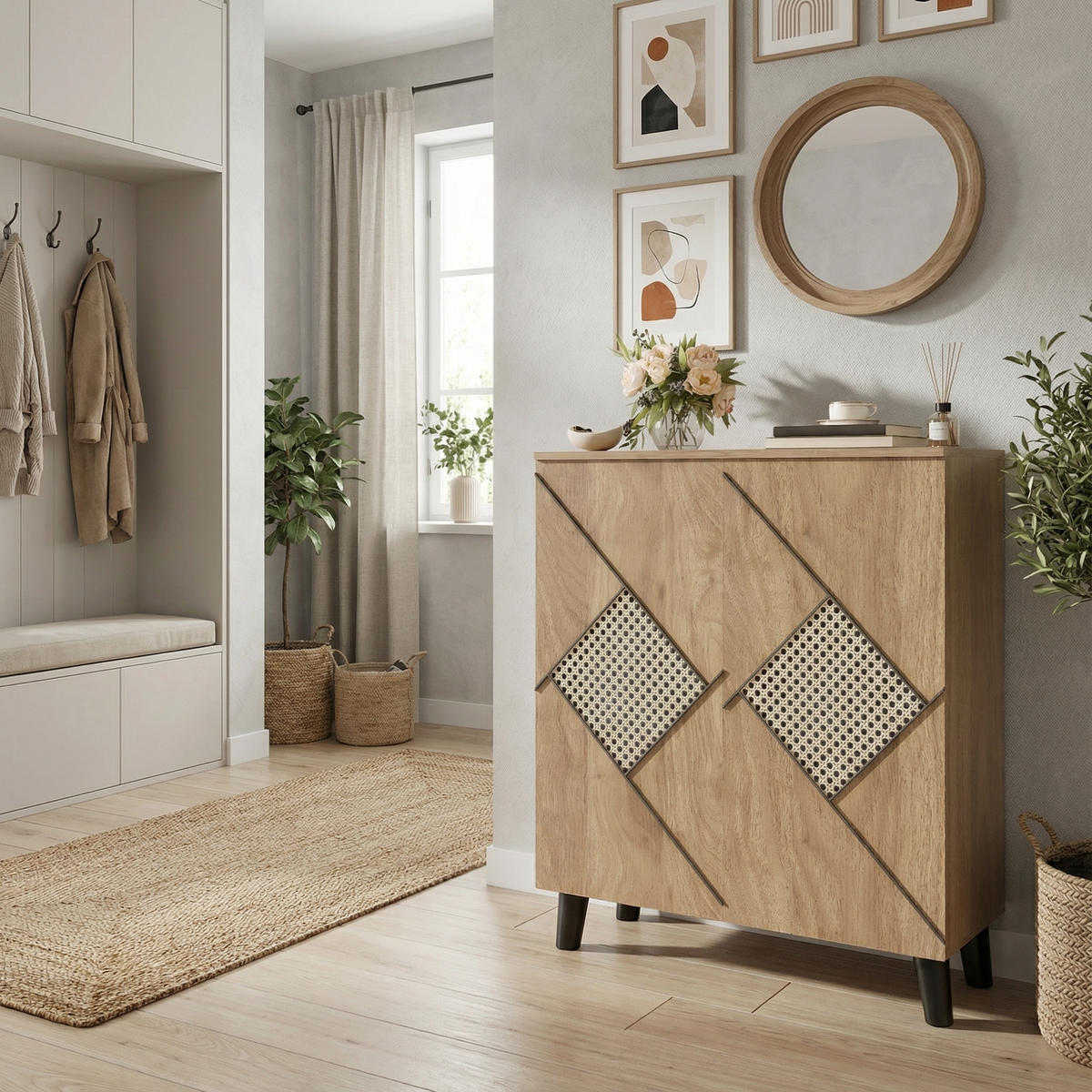 SCHUHSCHRANK 80 cm in Holzoptik - Eichefarben, Holzwerkstoff (80/91/32cm) - Urban Meuble