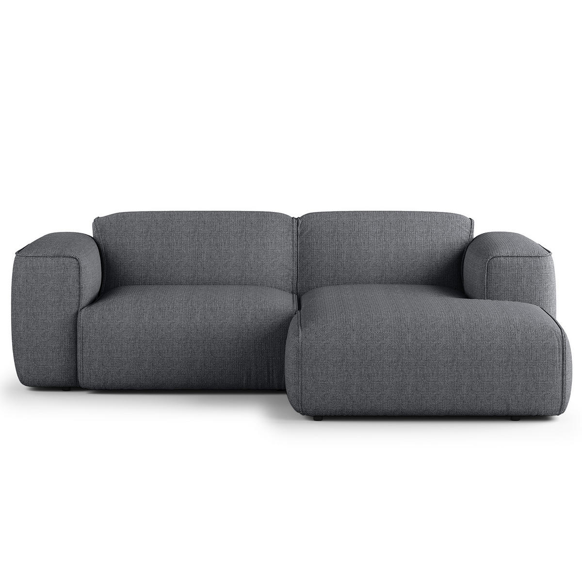 ECKSOFA mit XL-Longchair - Schwarz/Grau, Kunststoff/Textil (260/171cm) - home24