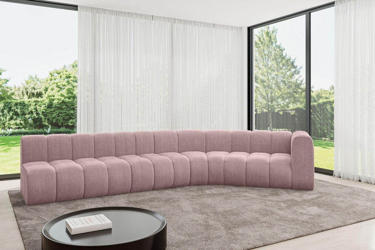 ECKSOFA modulares Sofa Karex-L2 - 399x194x70 cm Rosa - Rosa, Holzwerkstoff/Textil (399/194cm) - ALTDECOR