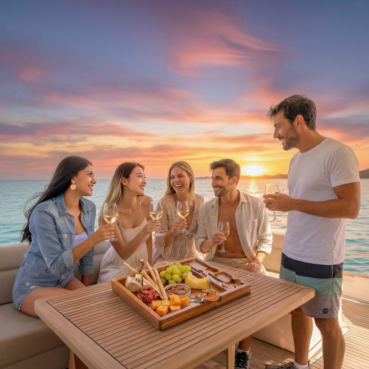 KÄSEBRETT mit Käsemesser Set 30x38cm (Akazienholz) - Beige, Holz (30/38cm) - BlauKe